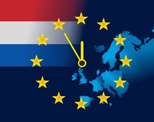 EU and flag of the Netherlands - five minutes to twelve