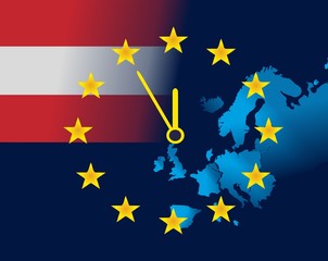 EU and flag of Austria - five minutes to twelve