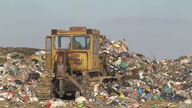 Garbage Landfill Tractor Close 