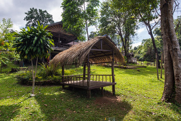 Fototapeta na wymiar Nature wooden houses huts in a Asia vietnam