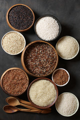 Various rice in bowls