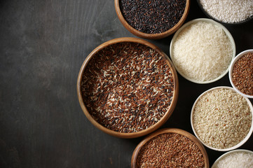 Various rice in bowls