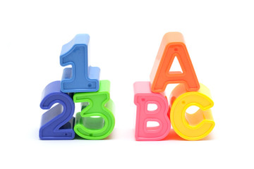  Alphabet and number blocks isolated on white background