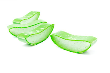 Closeup fresh aloe vera  on white background, beauty and healthy