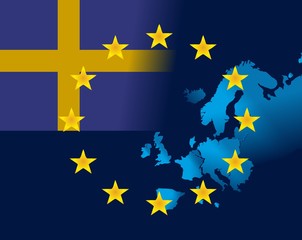 EU and flag of Sweden
