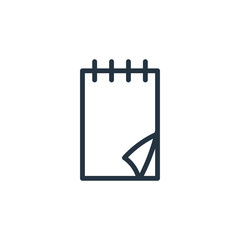 notepad web thin line icon on white background;  minimalistic of