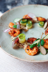 Healthy appetizer with quinoa and seafood