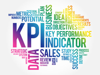 KPI - Key Performance Indicator word cloud collage, business concept background