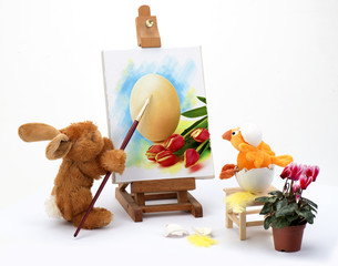 Easter Rabbit paints a picture