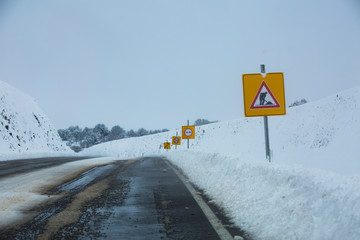 winding country road in winter