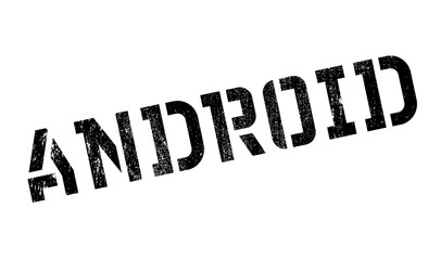 Android rubber stamp. Grunge design with dust scratches. Effects can be easily removed for a clean, crisp look. Color is easily changed.