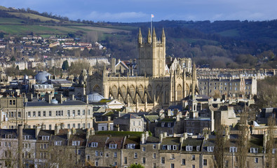 Fototapeta na wymiar High view of Bath Abbey