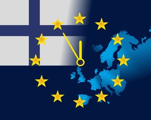 EU and flag of Finland - five minutes to twelve
