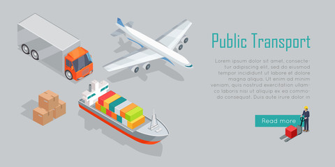 Cargo Transport Isometric Infographics Elements