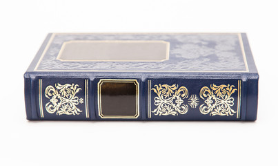 Blue two volume books with beautiful stamping isolated on white