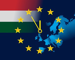 EU and flag of Hungary - five minutes to twelve