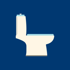 Toilet flat icon on blue background. Vector illustration.