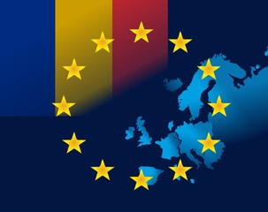 EU and flag of Romania