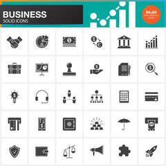 Business vector icons set, modern solid symbol collection, pictogram pack isolated on white, pixel perfect logo illustration