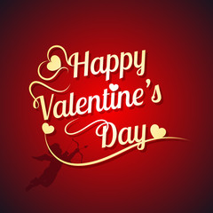 Valentine's Day background with cupid and decorative text