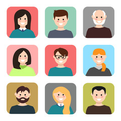 Set of avatars. Vector illustration, flat icons. Characters for web