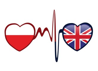 Blood transfusion and heart with flag of Great Britain