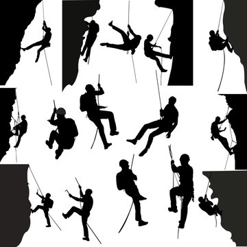 Rock climbers silhouette collection 