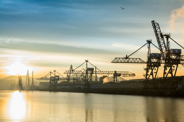 industrial crane landscape at Bilbao, Spain