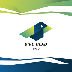 Bird head geometric logo with background. Colorful template for your emblem design.