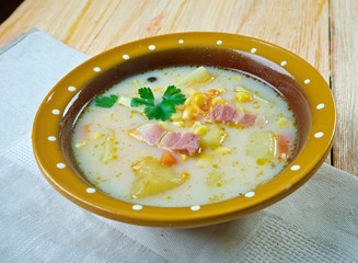 Roasted corn and potato chowder