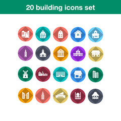 Building flat icon set