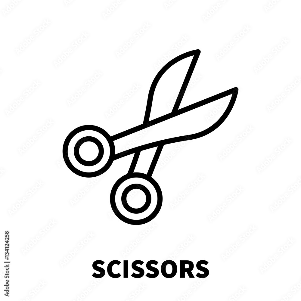 Poster scissors icon or logo in modern line style.