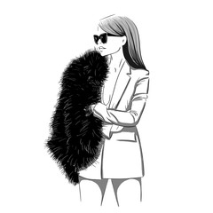 Stylish woman in fur