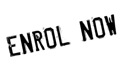 Enrol Now rubber stamp. Grunge design with dust scratches. Effects can be easily removed for a clean, crisp look. Color is easily changed.