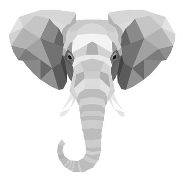 Vector polygonal grey elephant on white background
