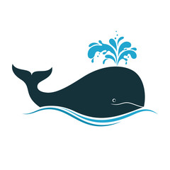Fototapeta premium Whale icon with water fountain blow