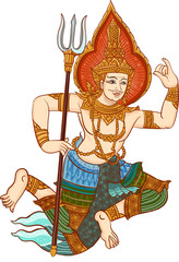 thai traditional painting, lord shiva