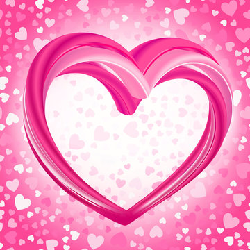 Valentines background, abstract pink heart shape