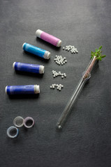 Fototapeta na wymiar Homeopathic granules remedy used as medicine