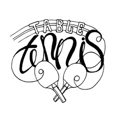 Vector table tennis lettering composition black on white