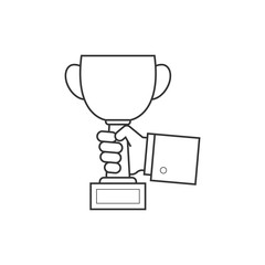 Hand holding cup line icon