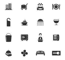 hotel room services icon set