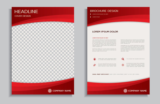 Red flyer design template - brochure, front and back page
