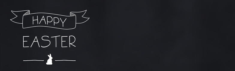 happy easter chalkboard banner with copy space