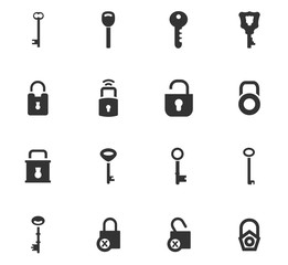 lock and key icon set