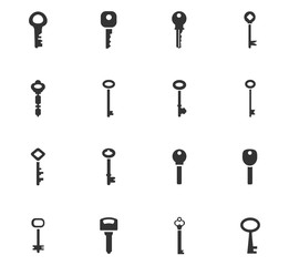 lock and key icon set