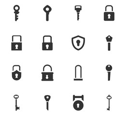 lock and key icon set