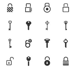 lock and key icon set