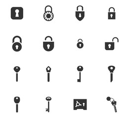 lock and key icon set