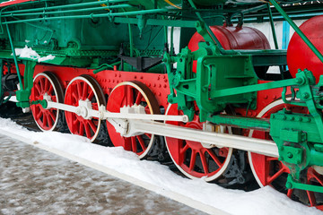 Old steam locomotive wheels